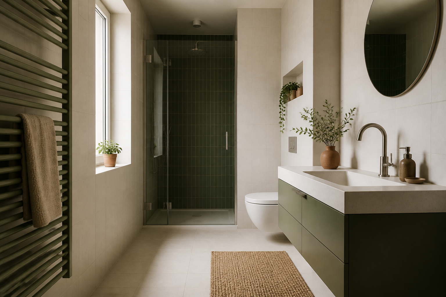 Salle de bain suisse claire et sèche — contexte typique des poissons d’argent